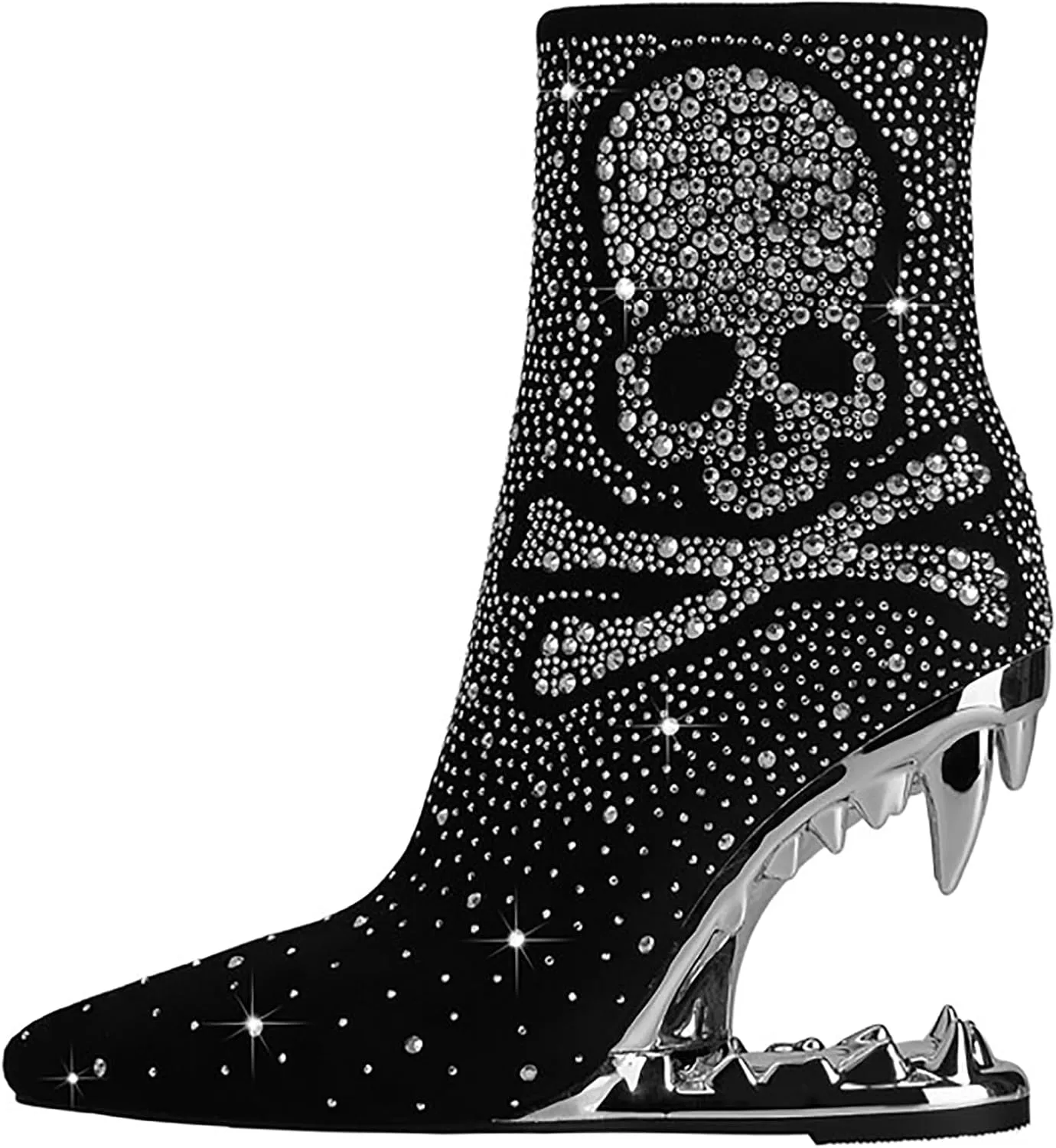Wanliluxy Shark Teeth Ankle Boots Morso Boots Animal Pattern Boots Rhinestone Ankle Boots