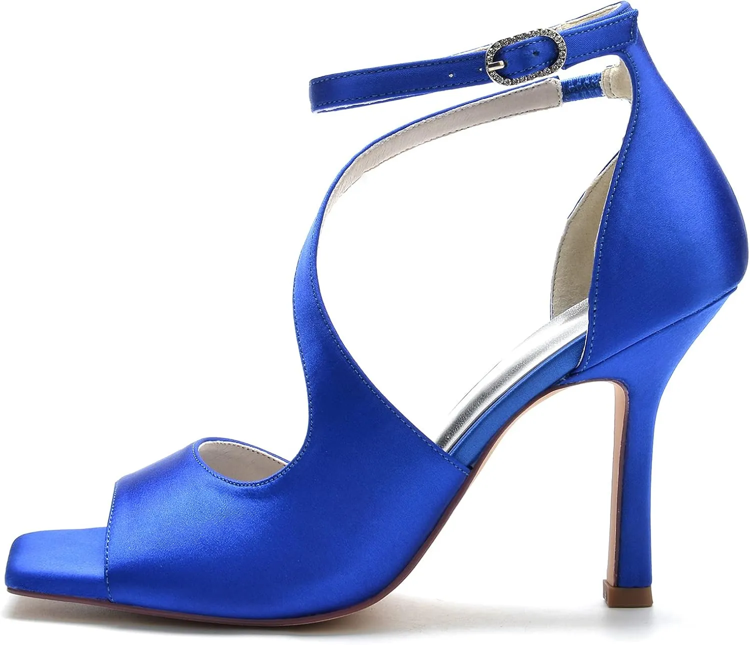 Wedding Bridal Shoes Women's Satin Heels Sandals Stiletto Heels Peep Toe High Heel Pump Shoes for Bride Wedding Party Evening 9.5Cm