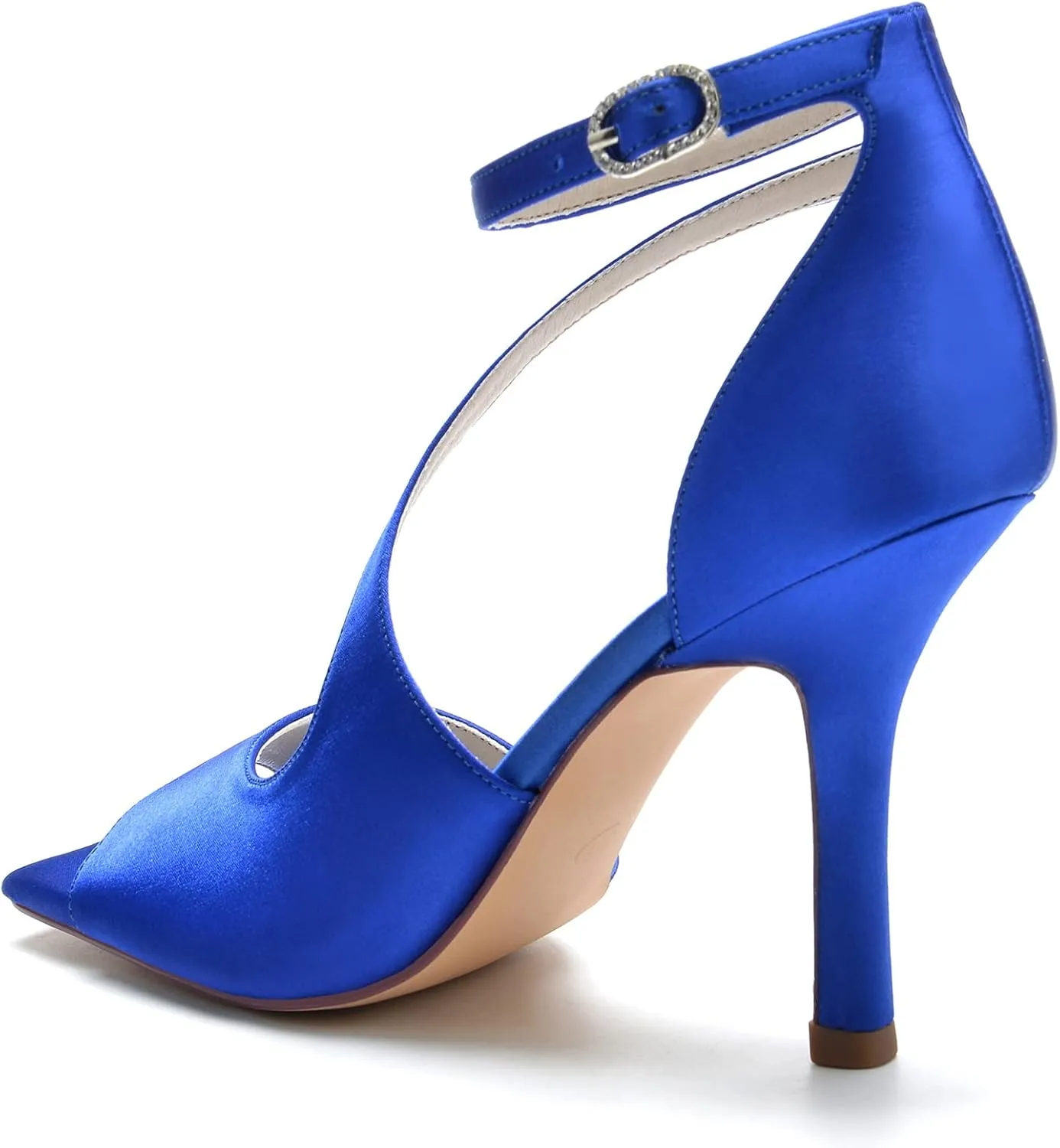 Wedding Bridal Shoes Women's Satin Heels Sandals Stiletto Heels Peep Toe High Heel Pump Shoes for Bride Wedding Party Evening 9.5Cm
