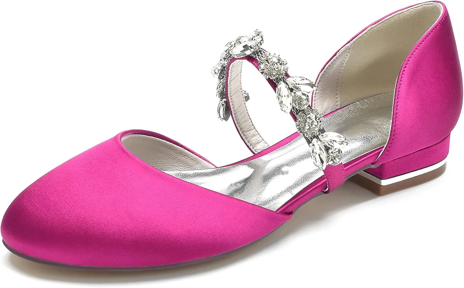 Wedding Shoes Flats Bride Satin Pearls Round Toe Flats Women Dress Shoes For/Engagement/Evening/Prom 2.5Cm