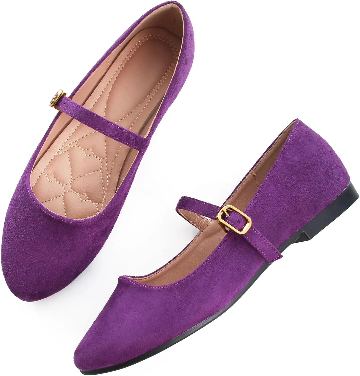WENJIAZHIZHI Women's Ankle Strap Mary Jane Flats Shoes for Women Comfortable Round Toe Casual Slip-On Ballet Walking Flats Dress Shoes