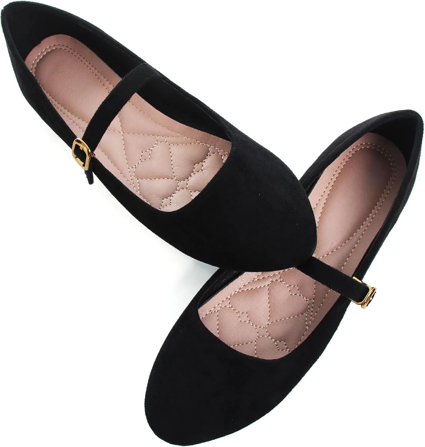 WENJIAZHIZHI Women's Ankle Strap Mary Jane Flats Shoes for Women Comfortable Round Toe Casual Slip-On Ballet Walking Flats Dress Shoes