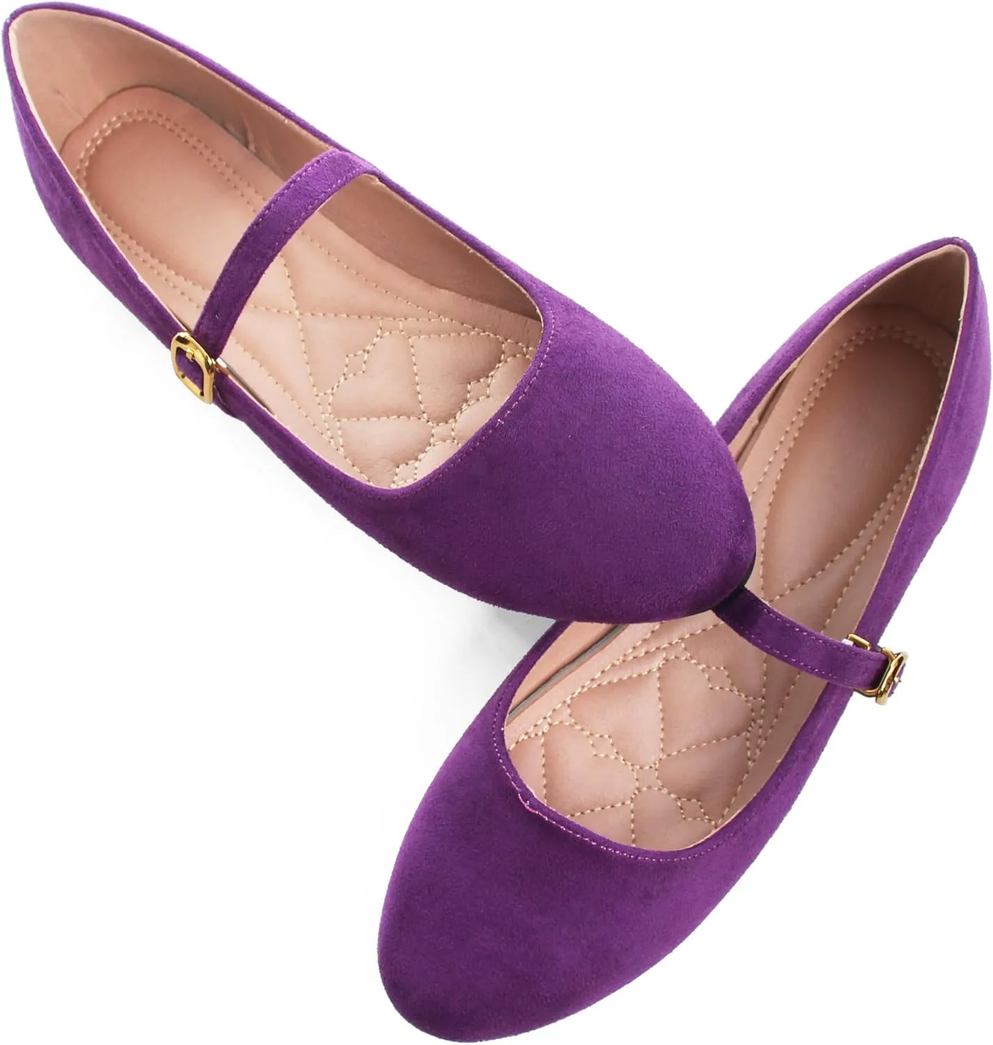 WENJIAZHIZHI Women's Ankle Strap Mary Jane Flats Shoes for Women Comfortable Round Toe Casual Slip-On Ballet Walking Flats Dress Shoes