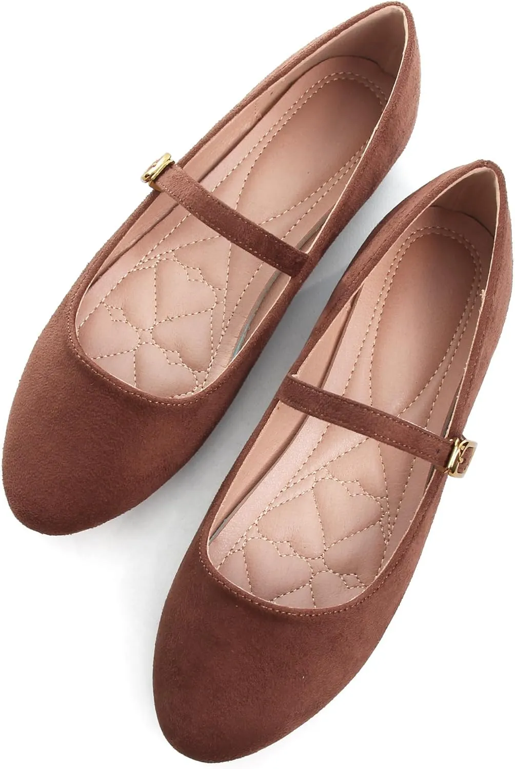 WENJIAZHIZHI Women's Ankle Strap Mary Jane Flats Shoes for Women Comfortable Round Toe Casual Slip-On Ballet Walking Flats Dress Shoes
