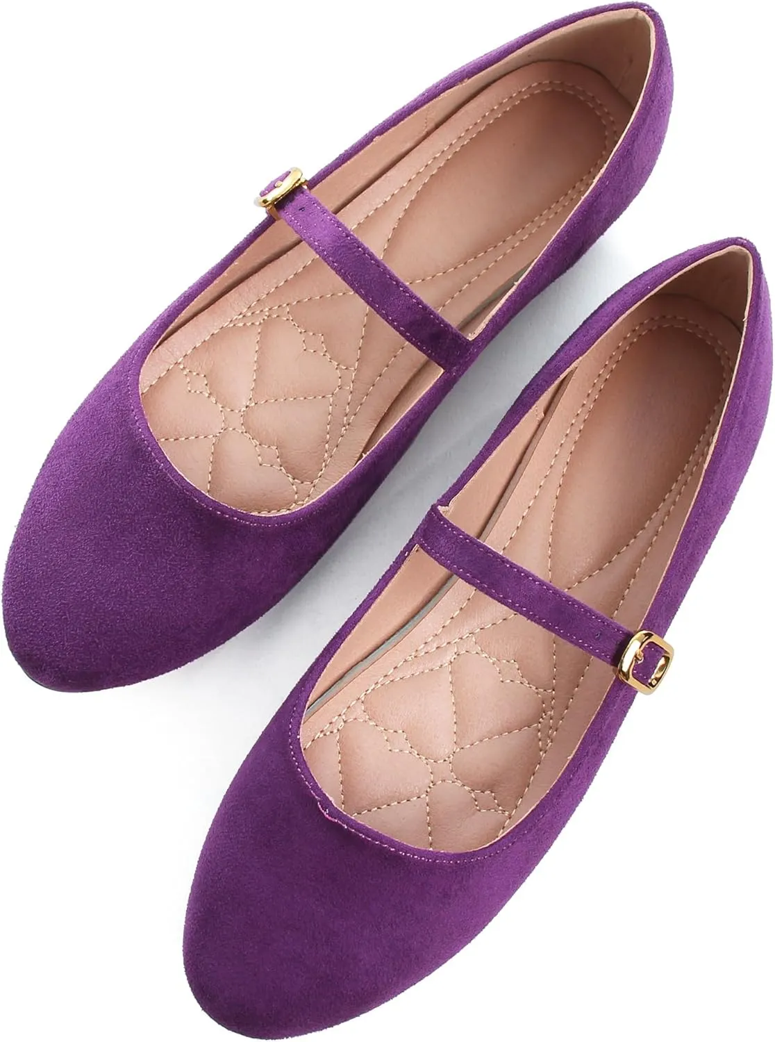 WENJIAZHIZHI Women's Ankle Strap Mary Jane Flats Shoes for Women Comfortable Round Toe Casual Slip-On Ballet Walking Flats Dress Shoes