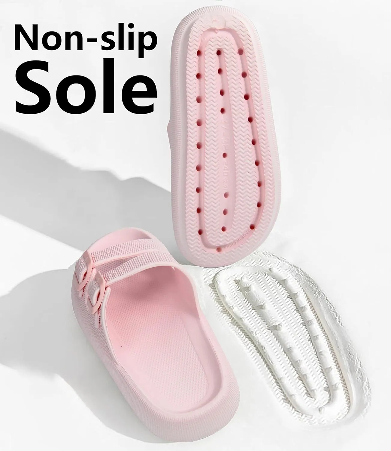Weweya Sandals for Women and Men - Pillow Slippers - Double Buckle Adjustable Slides - EVA Flat Sandals