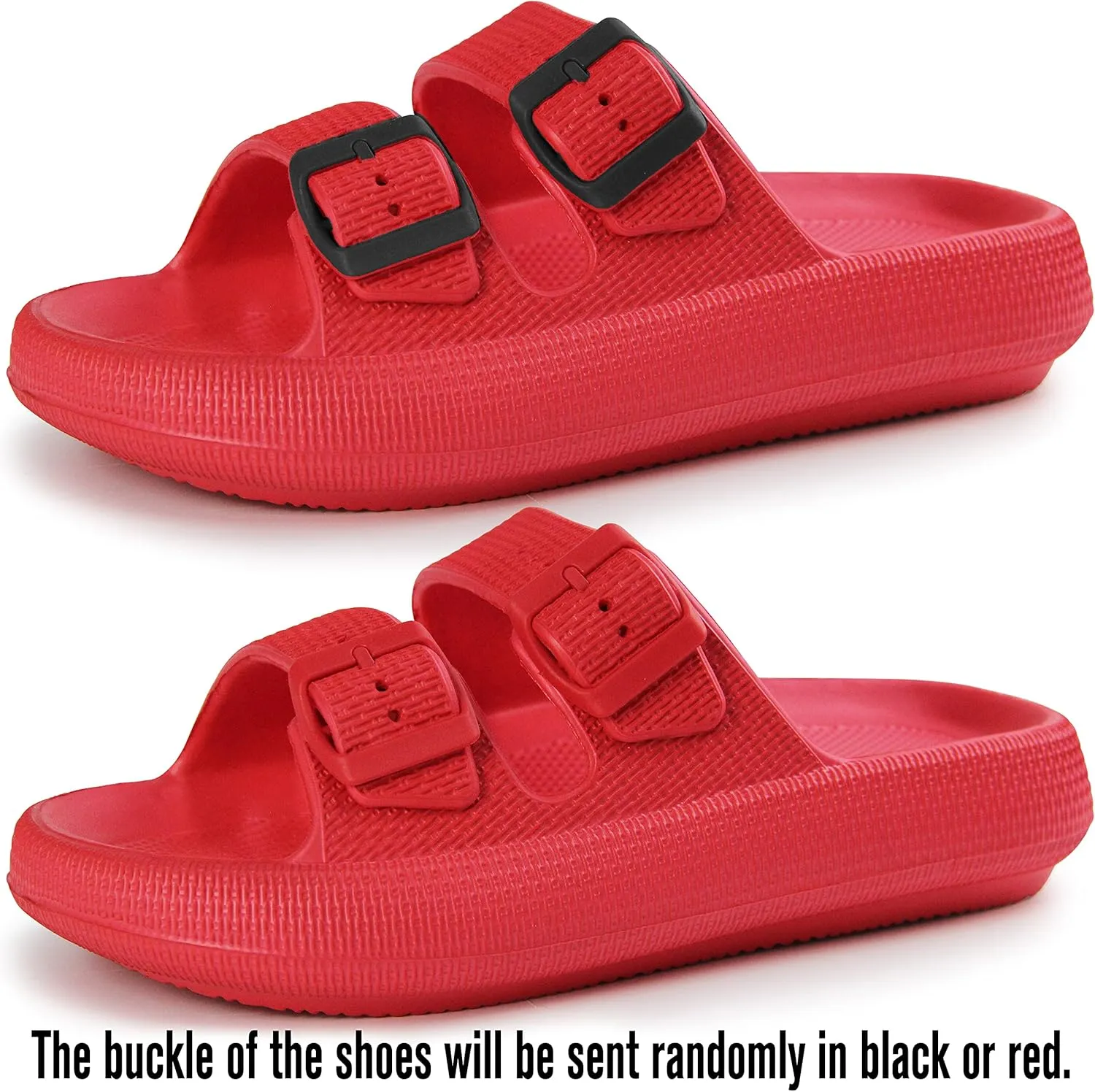 Weweya Sandals for Women and Men - Pillow Slippers - Double Buckle Adjustable Slides - EVA Flat Sandals