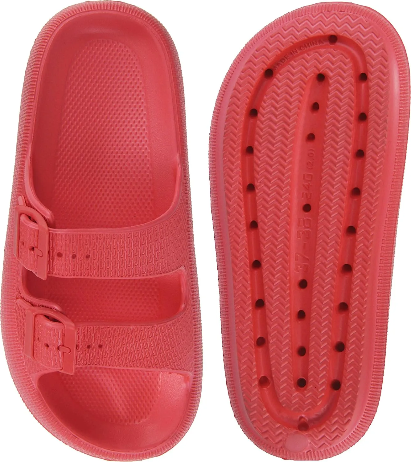 Weweya Sandals for Women and Men - Pillow Slippers - Double Buckle Adjustable Slides - EVA Flat Sandals
