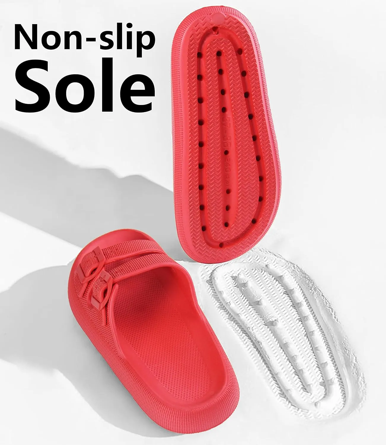 Weweya Sandals for Women and Men - Pillow Slippers - Double Buckle Adjustable Slides - EVA Flat Sandals