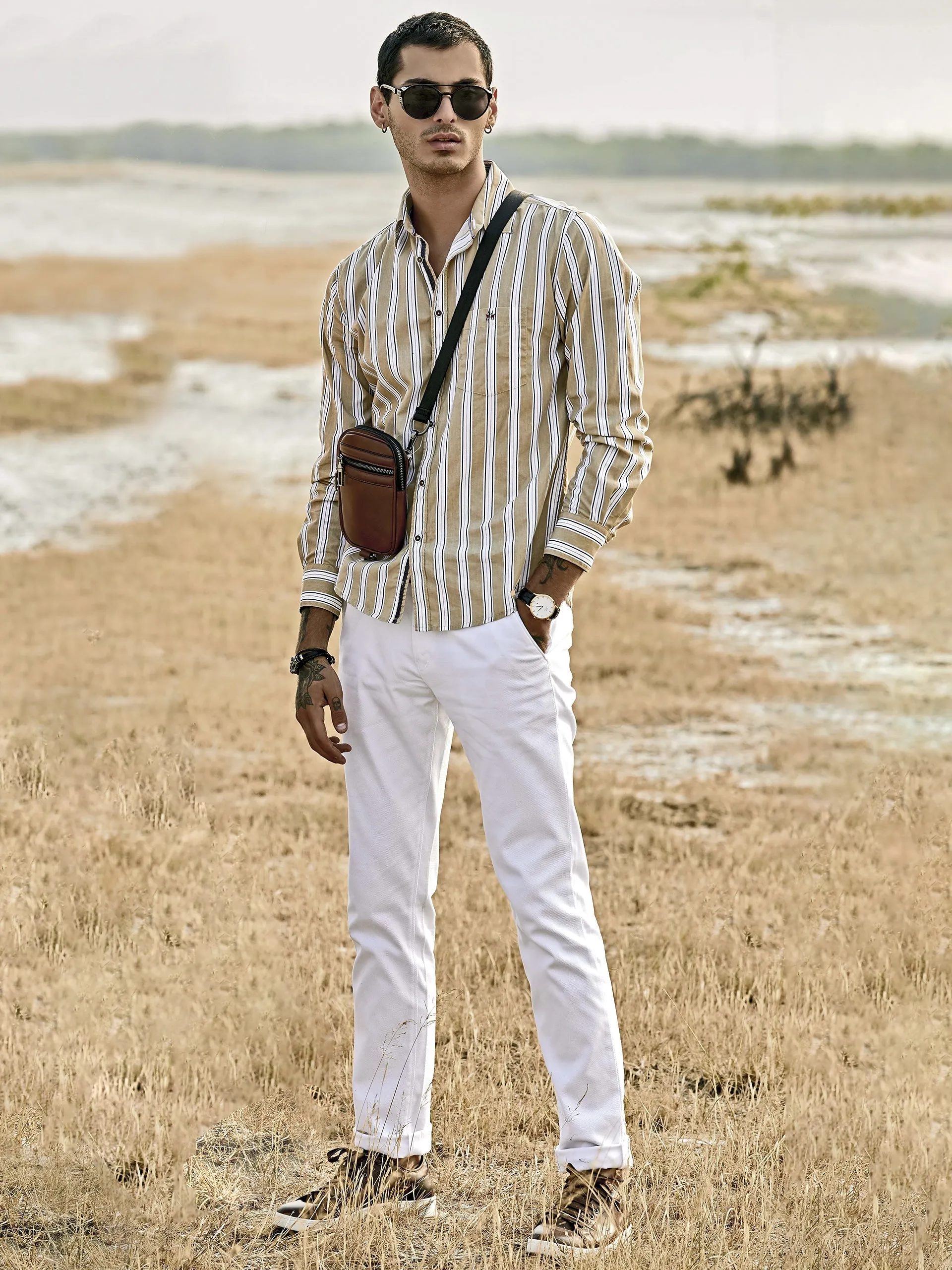 White Slim Fit Trousers