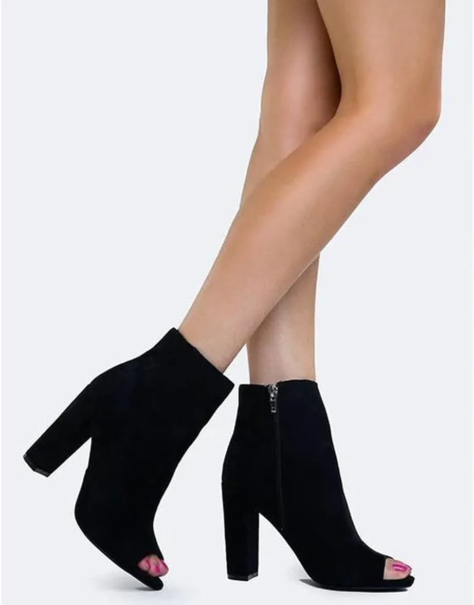 Wild Diva Morris-03 Women's Stylish Peep Toe Slouch Ankle Boots Chunky Stacked Heels Bootie