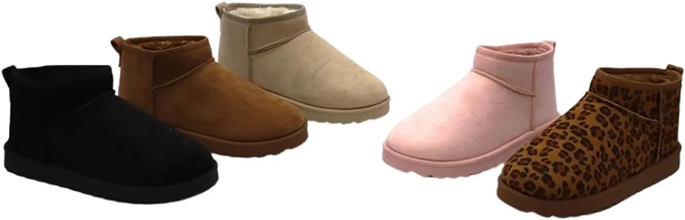Wild Diva Women Round Toe Lug Sole Mini Low Flatform Sherpa-lined Ankle Bootie