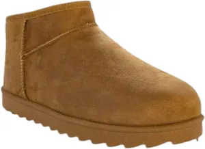 Wild Diva Women Round Toe Lug Sole Mini Low Flatform Sherpa-lined Ankle Bootie
