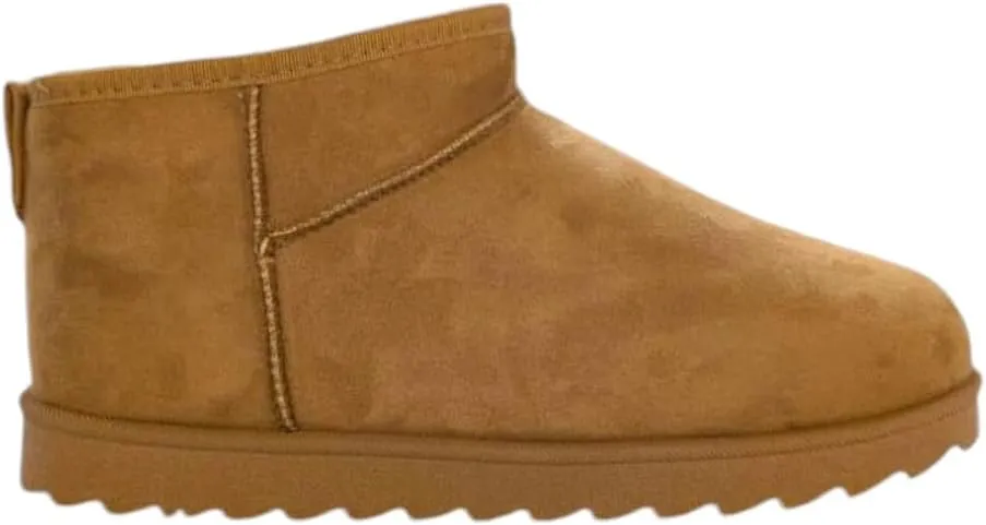 Wild Diva Women Round Toe Lug Sole Mini Low Flatform Sherpa-lined Ankle Bootie