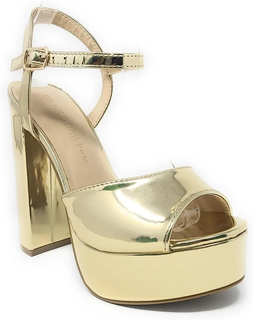 Wild Diva Women's Open Toe Ankle Strap High Heel Sandals