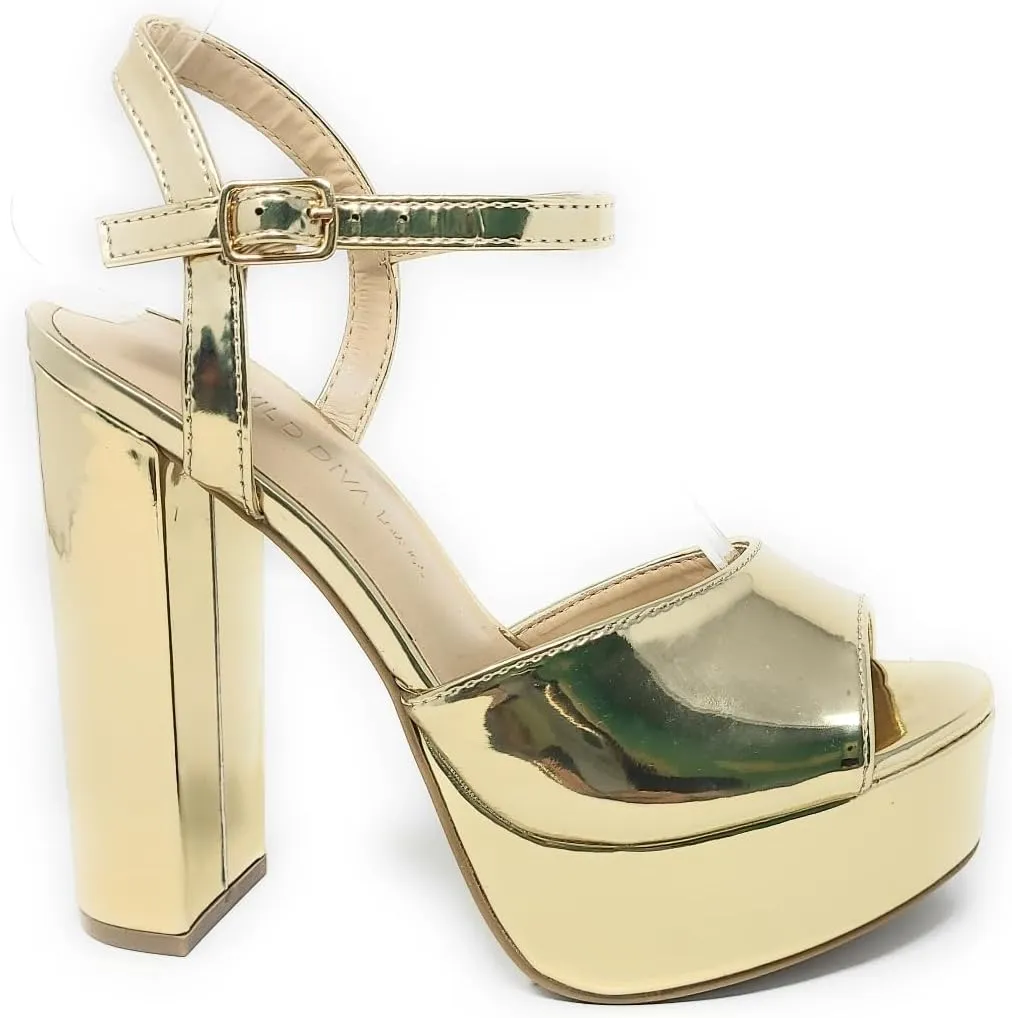 Wild Diva Women's Open Toe Ankle Strap High Heel Sandals