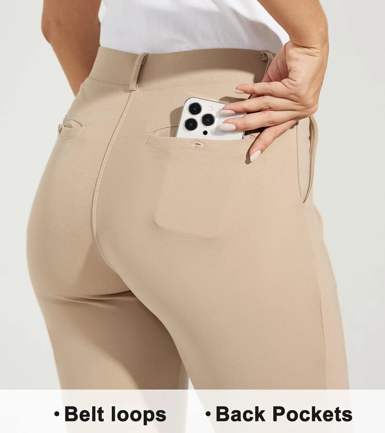 Willit Women's Yoga Dress Pants Skinny Work Slacks Leggings Slim Fit Stretch Office Casual Pants Pockets 27"/28"/29"/30"