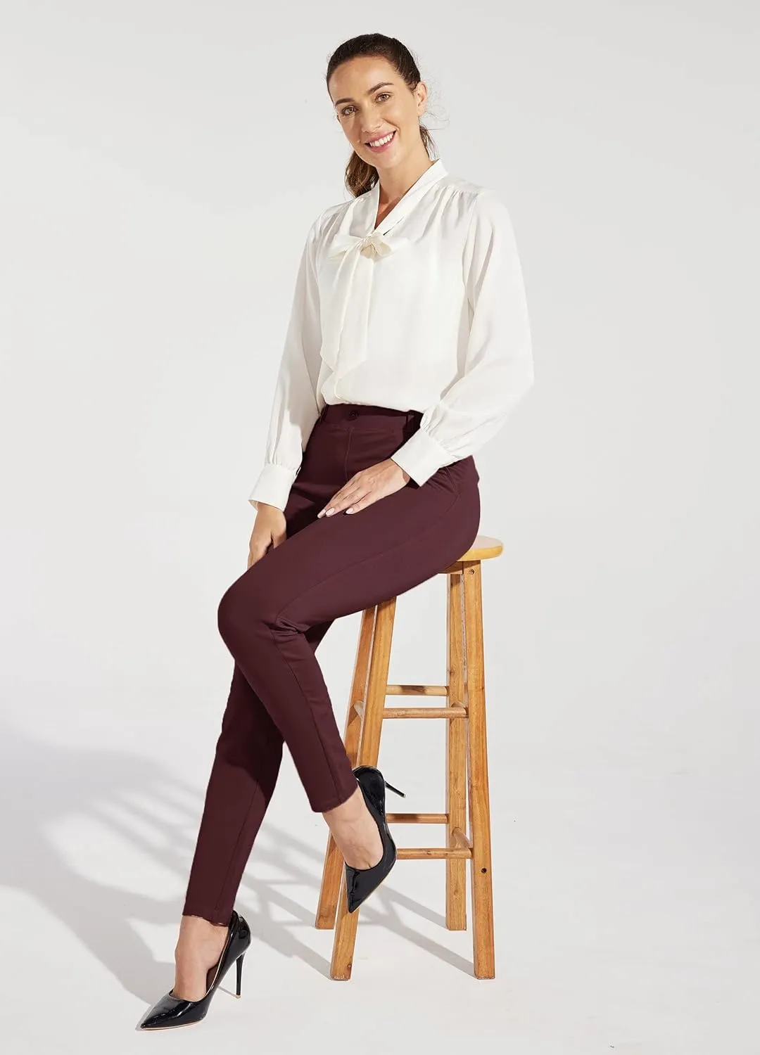 Willit Women's Yoga Dress Pants Skinny Work Slacks Leggings Slim Fit Stretch Office Casual Pants Pockets 27"/28"/29"/30"
