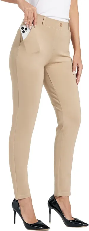 Willit Women's Yoga Dress Pants Skinny Work Slacks Leggings Slim Fit Stretch Office Casual Pants Pockets 27"/28"/29"/30"