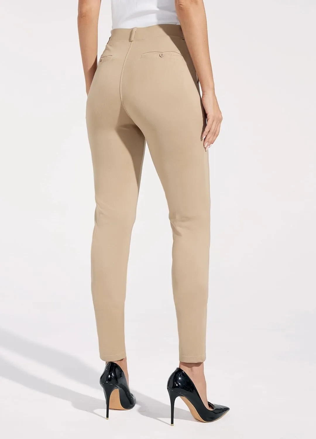 Willit Women's Yoga Dress Pants Skinny Work Slacks Leggings Slim Fit Stretch Office Casual Pants Pockets 27"/28"/29"/30"