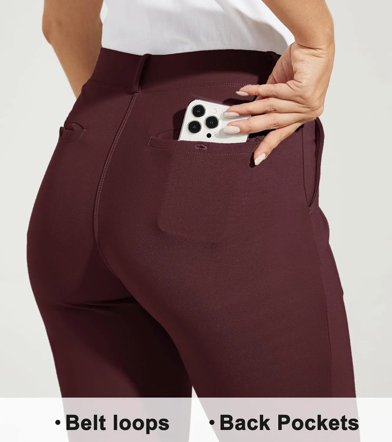 Willit Women's Yoga Dress Pants Skinny Work Slacks Leggings Slim Fit Stretch Office Casual Pants Pockets 27"/28"/29"/30"