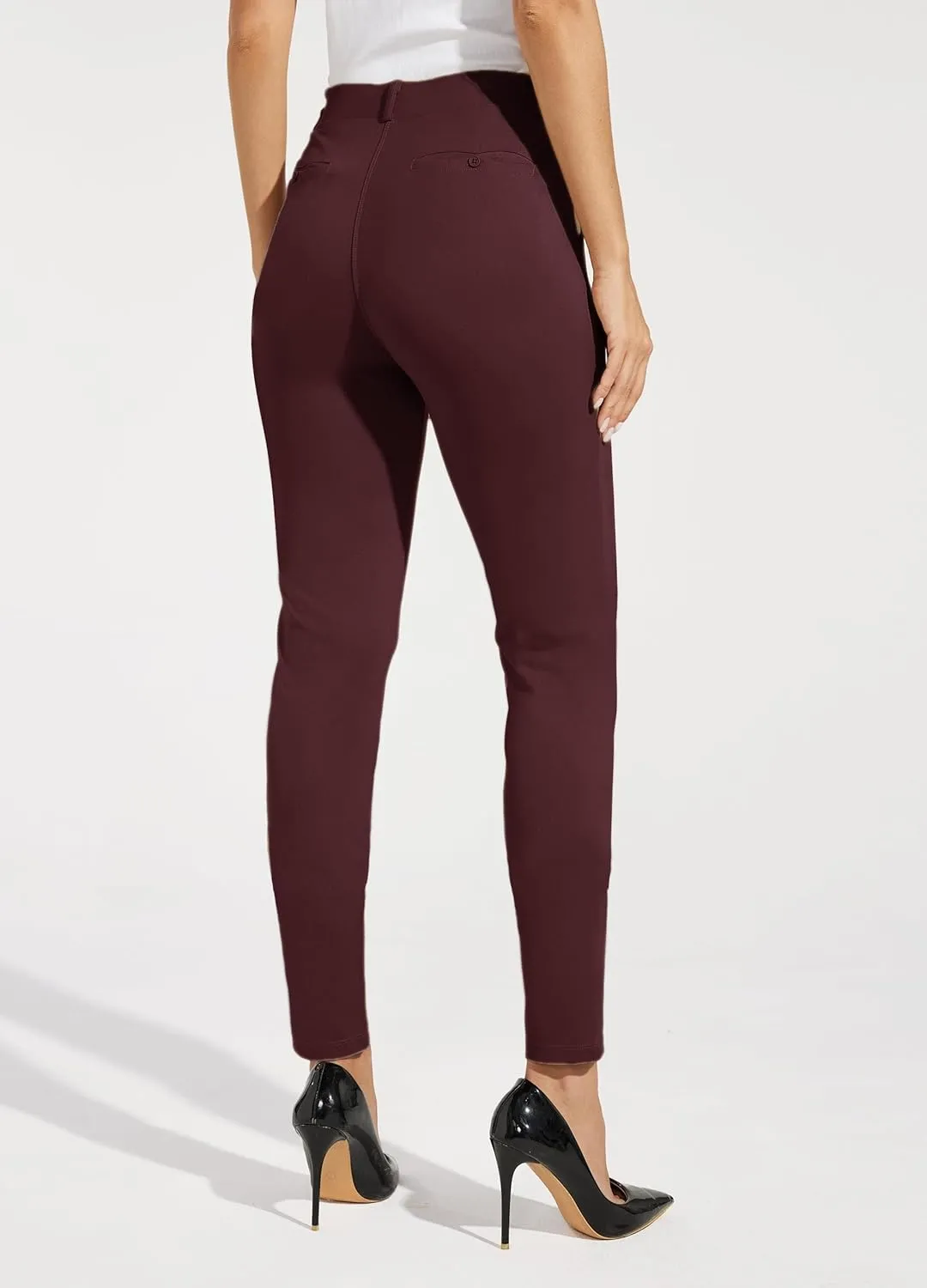 Willit Women's Yoga Dress Pants Skinny Work Slacks Leggings Slim Fit Stretch Office Casual Pants Pockets 27"/28"/29"/30"