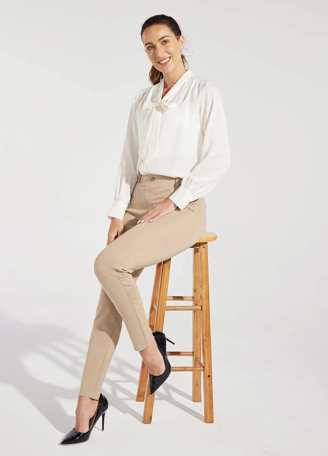 Willit Women's Yoga Dress Pants Skinny Work Slacks Leggings Slim Fit Stretch Office Casual Pants Pockets 27"/28"/29"/30"