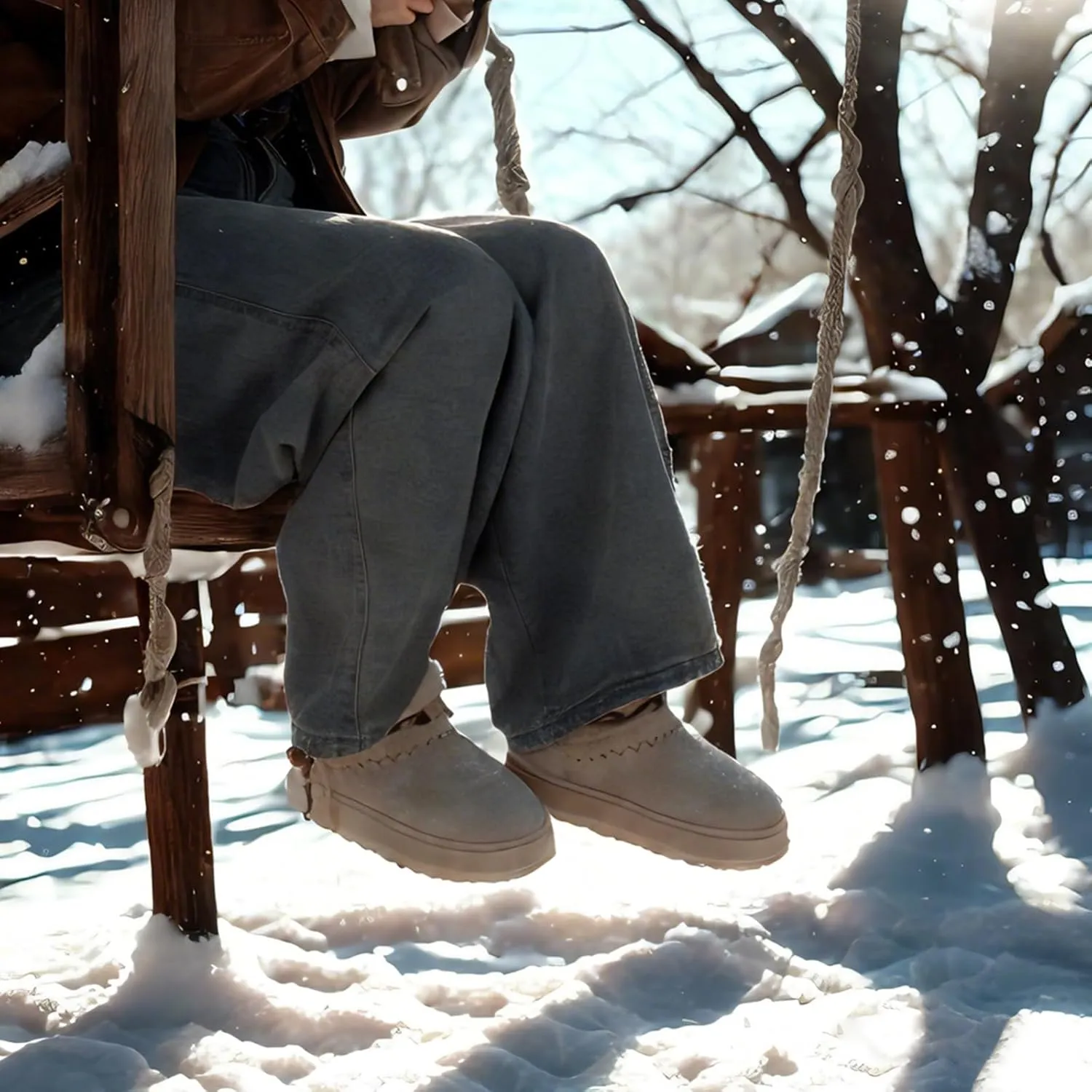 Winter Snow Boots for Women,Casual & Stylish Snow Boots,All-Day Comfort,with Knot Decoration