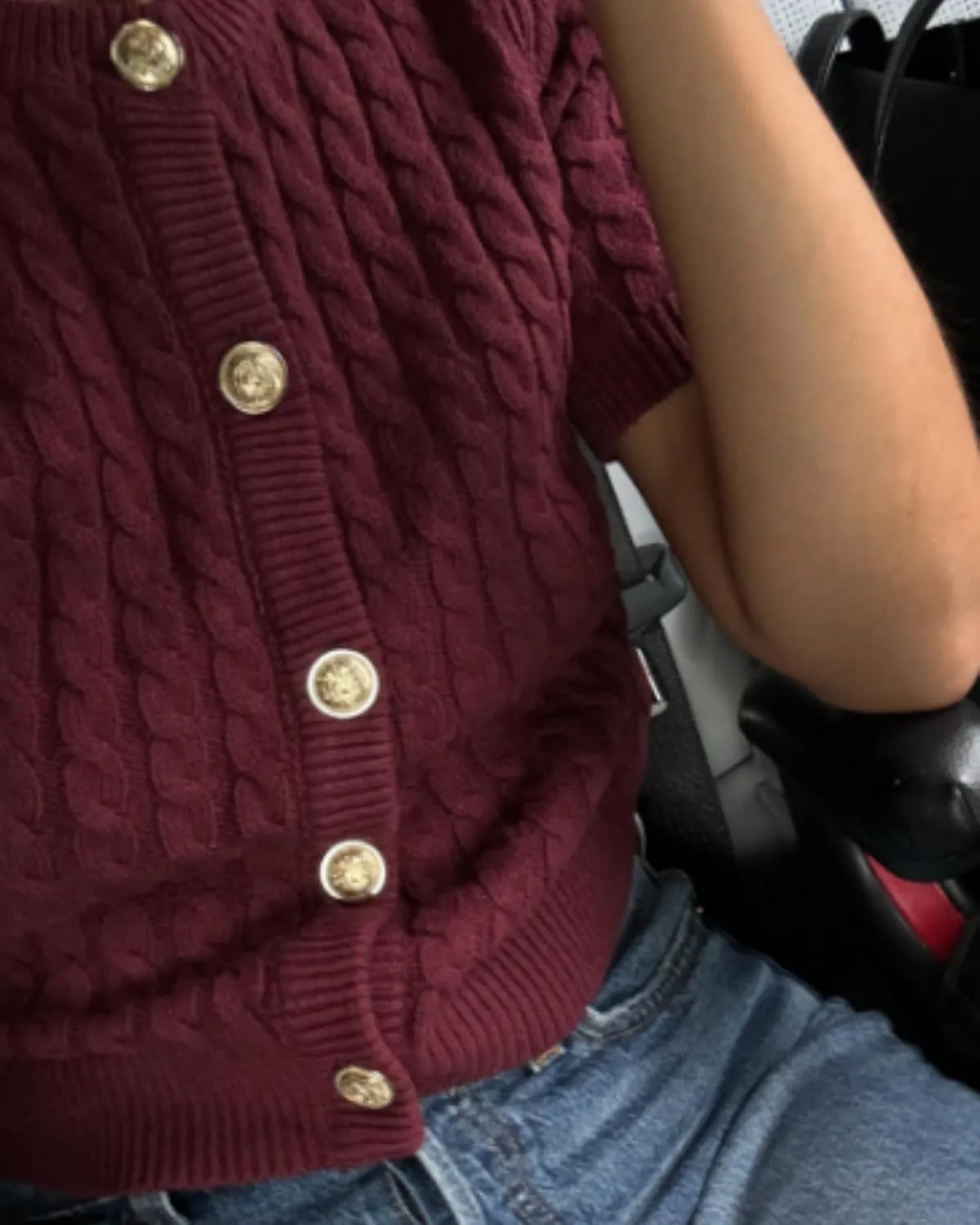 Women Cable Knit Short Sleeved Sweater Cardigan Casual Button Up Soft Solid Sweater Shirt