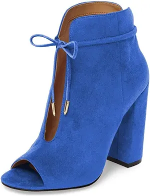 Women Chic Open Peep Toe Strappy Ankle Boots Chunky High Heel Lace up Stylish Party Prom Summer Sandal Booties Size 4-16 US