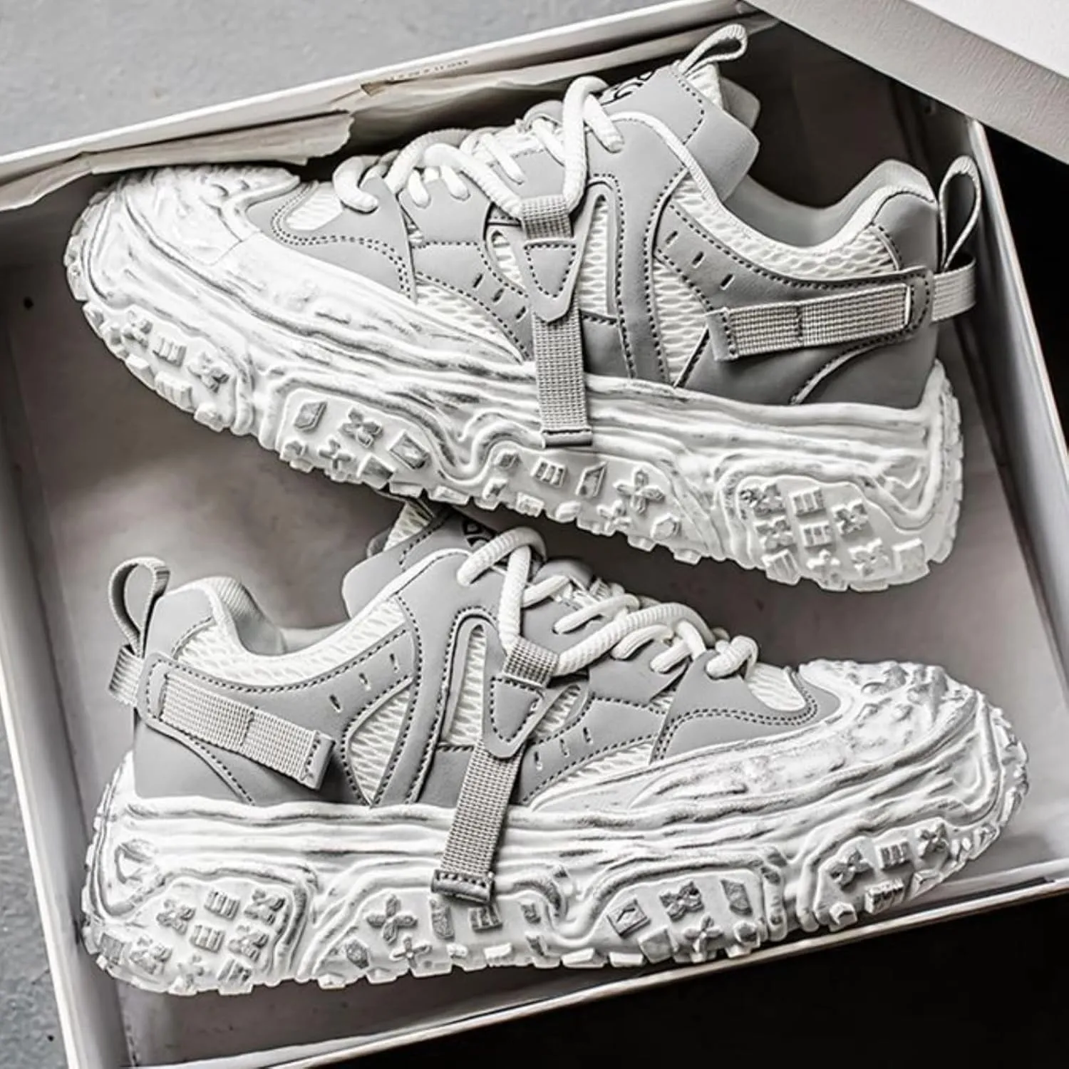 Women Chunky Platform Sneakers, Futuristic Techwear Dad Shoes, Y2K Fashion Outdoor Streetwear, Breathable Non Slip