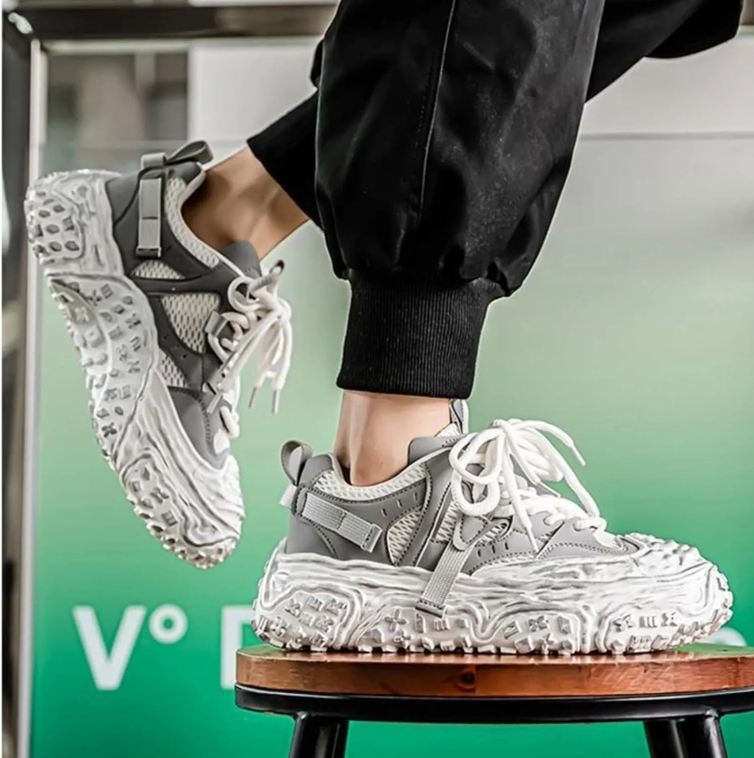 Women Chunky Platform Sneakers, Futuristic Techwear Dad Shoes, Y2K Fashion Outdoor Streetwear, Breathable Non Slip