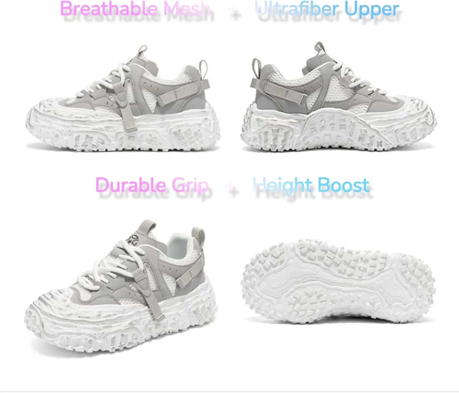 Women Chunky Platform Sneakers, Futuristic Techwear Dad Shoes, Y2K Fashion Outdoor Streetwear, Breathable Non Slip