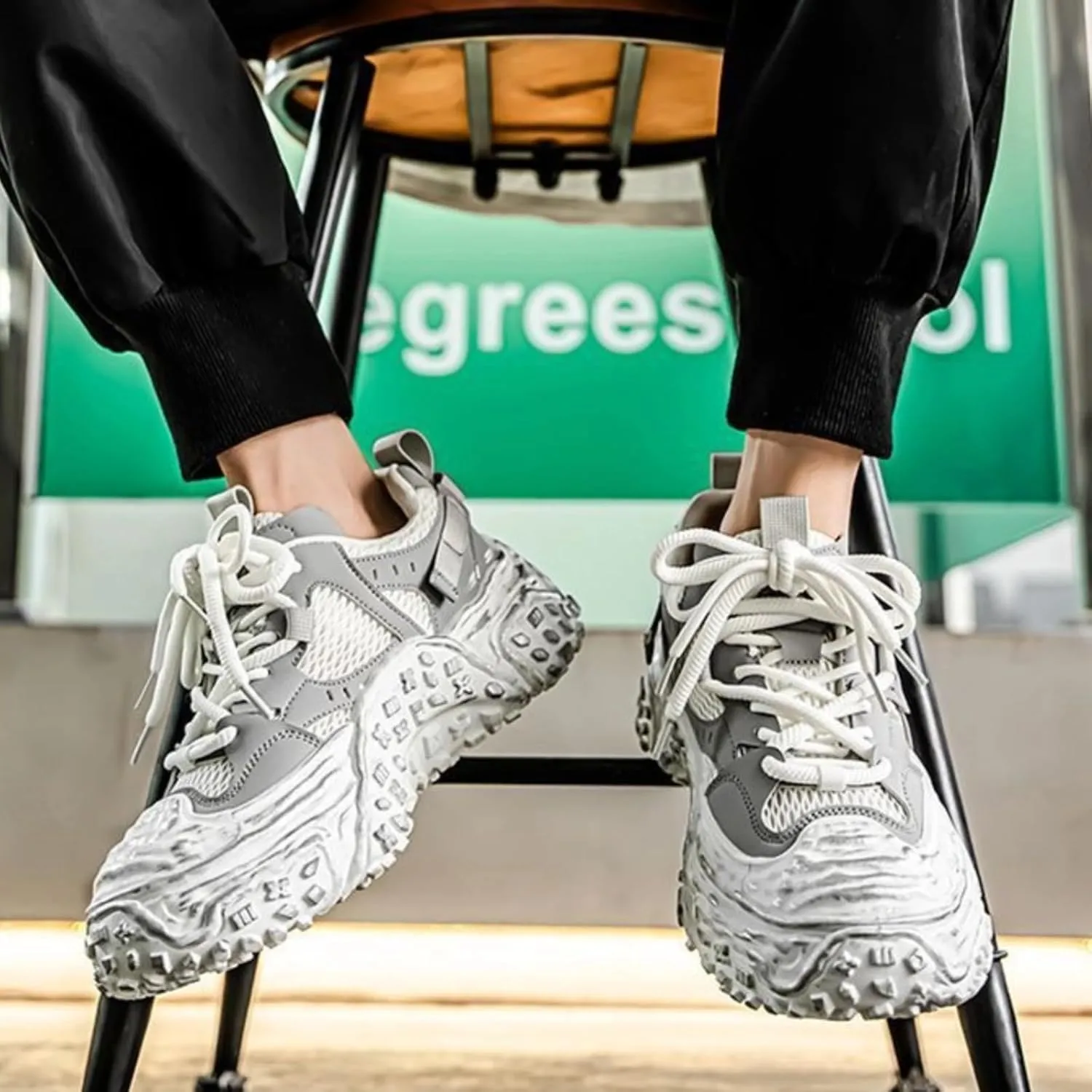 Women Chunky Platform Sneakers, Futuristic Techwear Dad Shoes, Y2K Fashion Outdoor Streetwear, Breathable Non Slip