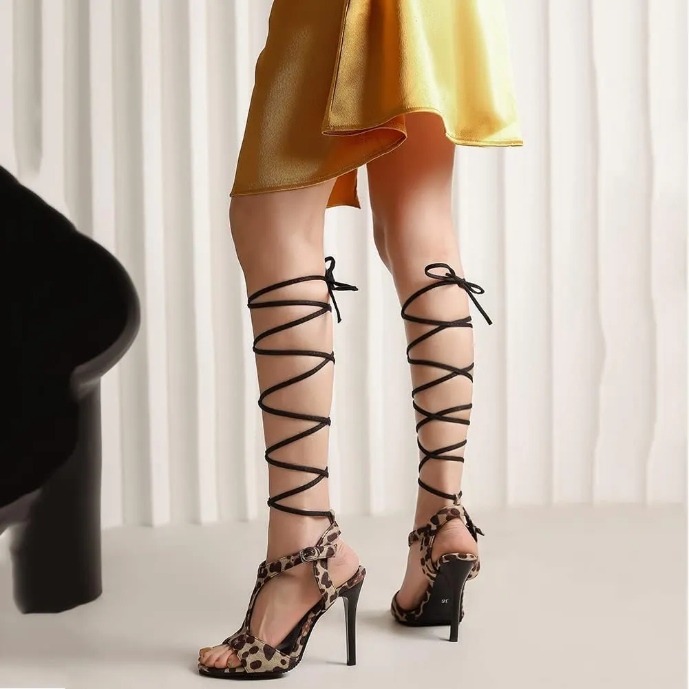 Women Fashion Stiletto Heel Lace-up Summer Shoes Ankle Strap Sandals