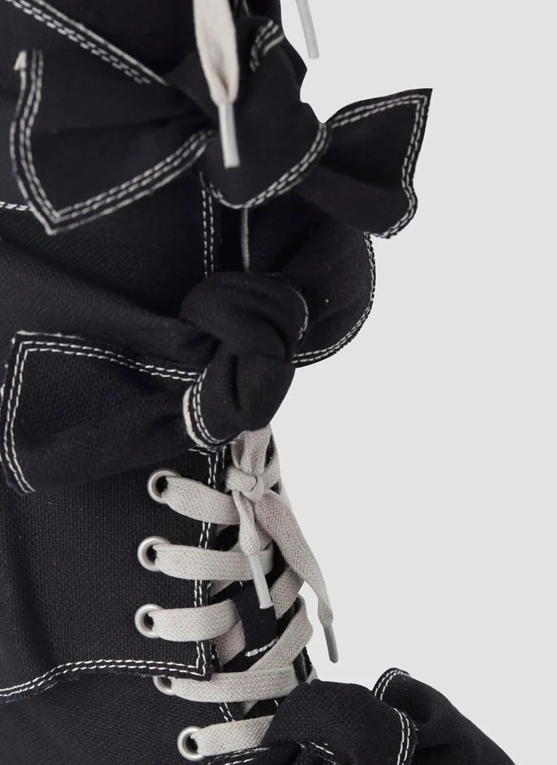Women Knee High Canvas Boots Lace-Up Sneakers Riding Boots Fancy School Sneakers with Rubber Sole for Casual, Streetwear, and Festival Wear