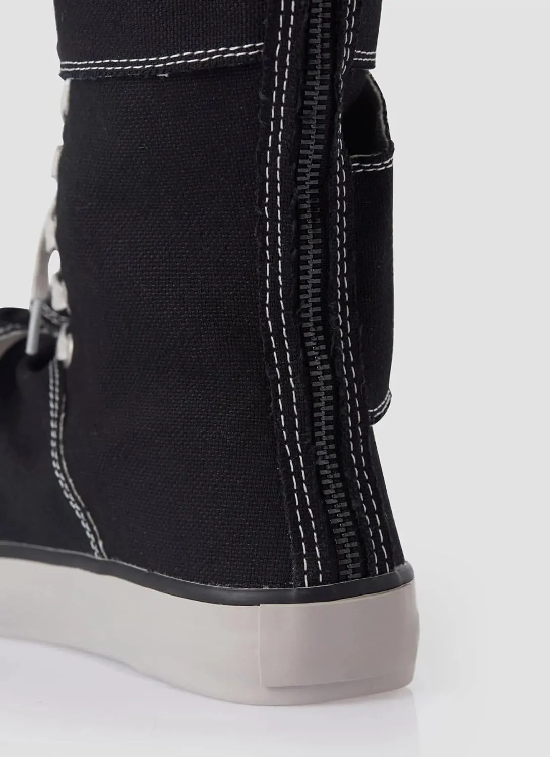 Women Knee High Canvas Boots Lace-Up Sneakers Riding Boots Fancy School Sneakers with Rubber Sole for Casual, Streetwear, and Festival Wear