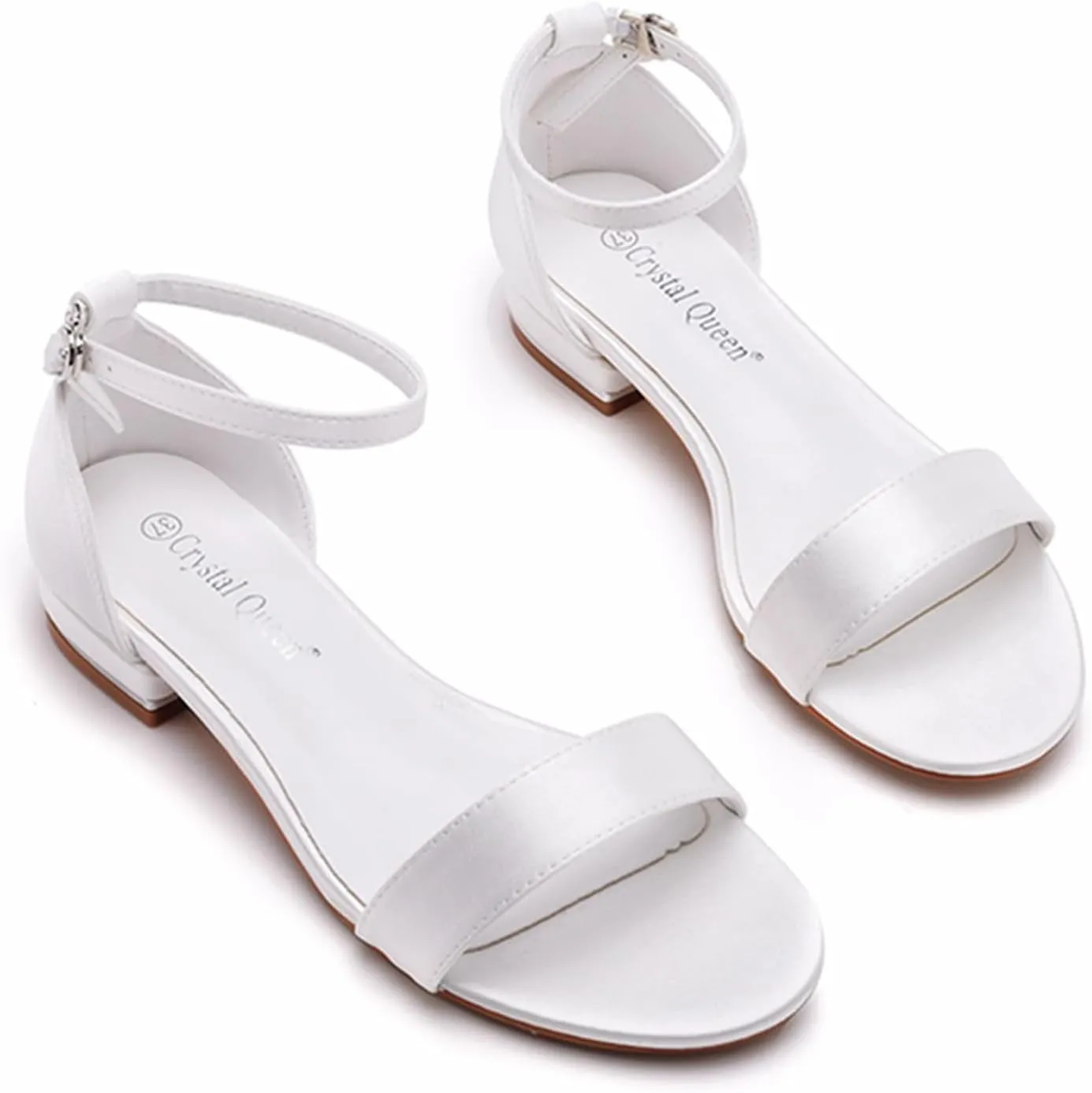 Women Open Toe Dress Low Heel Shoes, Women Satin Flat-for Bridal Shoes, Wedding Shoes, Womens Summer Sandals 2Cm