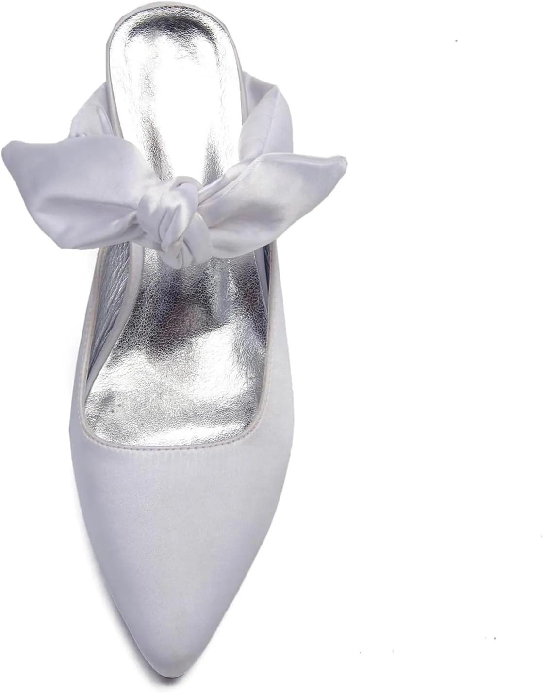 Women Pointed Toe Ribbon Tie Strap Sandals Mid Heel Satin Strappy Slip-on Party Wedding Slingback Evening Bridal Shoes