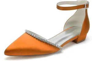 Women Pointed Toe Wedding Pumps Beaded Satin Flats Prom Evening Dress Flat Shoes