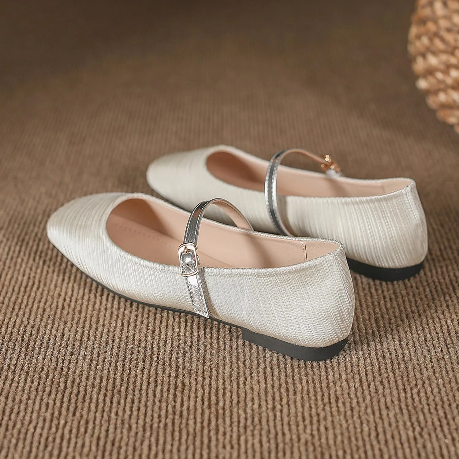 Women Square Toe Mary Jane Flats Shoes Ankle Strap Comfortable Flats Shoes