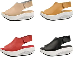 Women Summer Comfy Slingback Wedge Orthopedic Sandals,Lightweight Non-Slip Arch Support Adjustable Open Toe Thick Sole Sandals