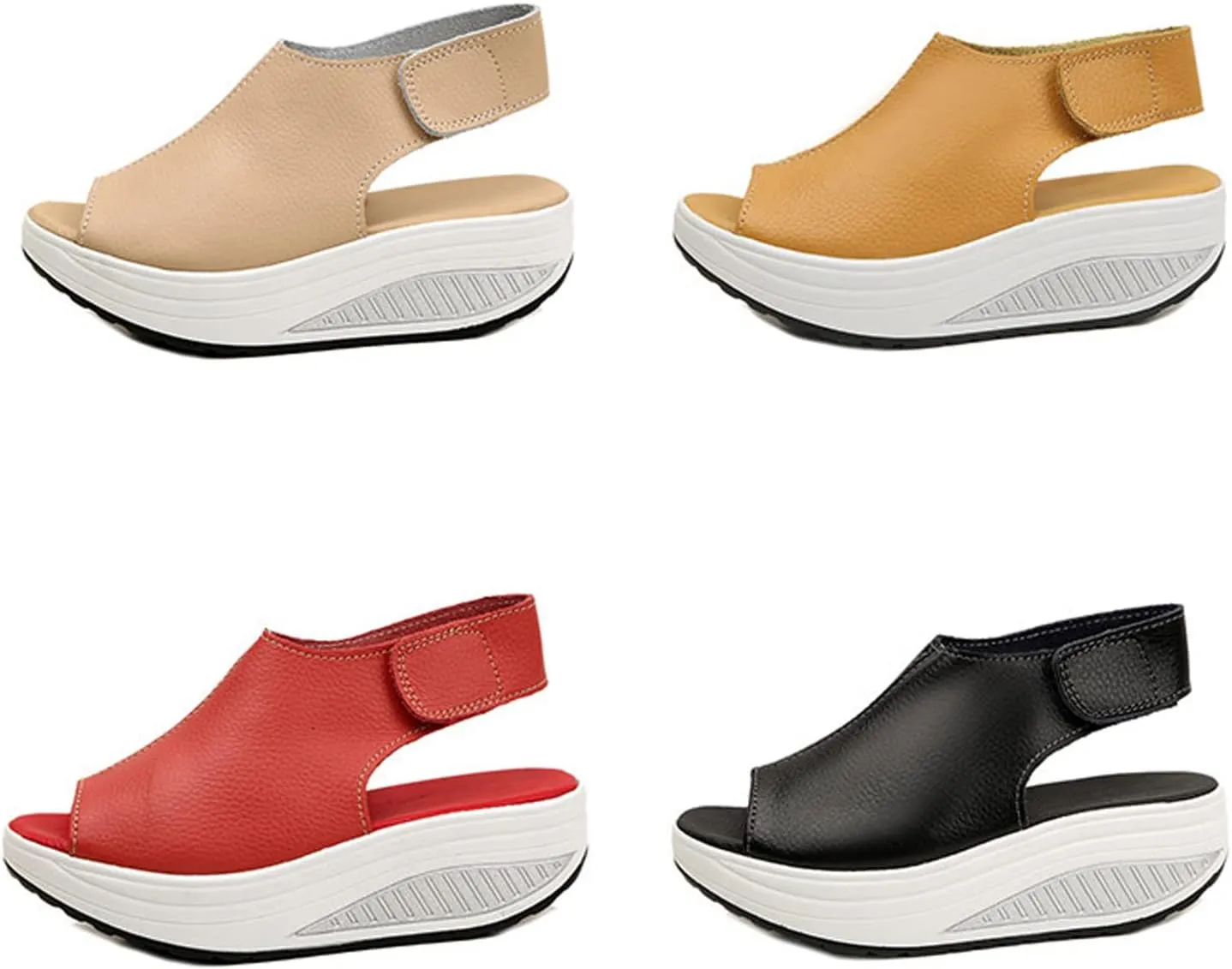 Women Summer Comfy Slingback Wedge Orthopedic Sandals,Lightweight Non-Slip Arch Support Adjustable Open Toe Thick Sole Sandals