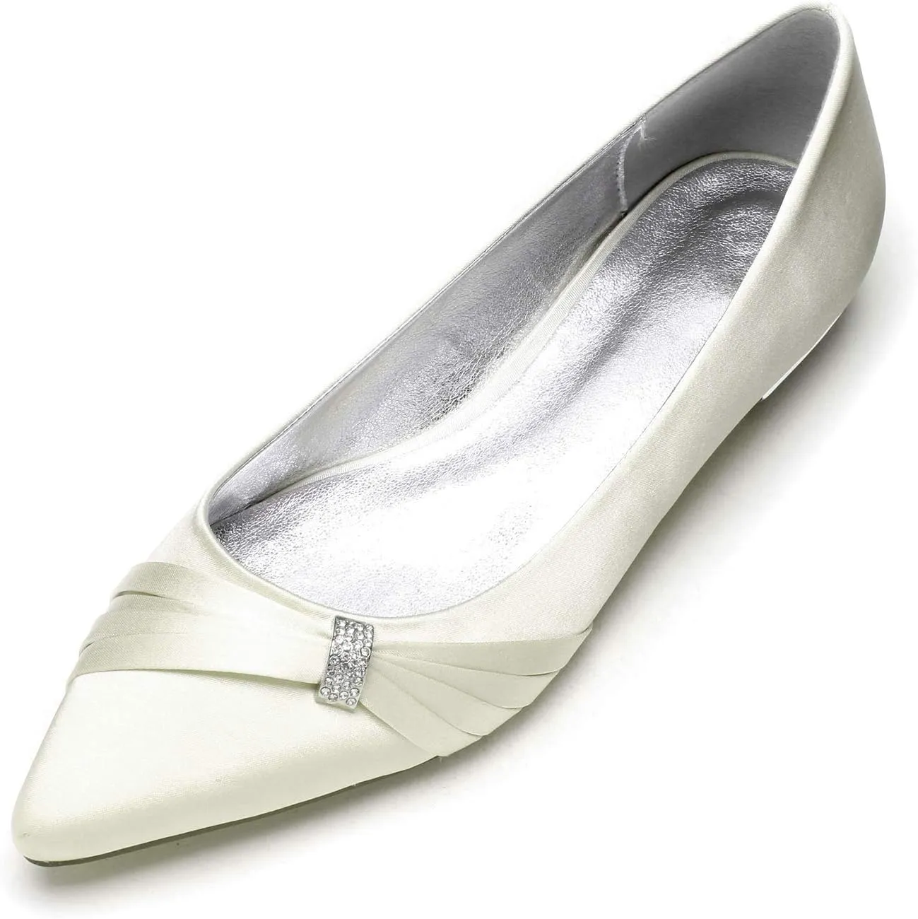 Womens Ballet Flat Shoes Pointed Toe Rhinestone Low Heels Bridal Shoes Ballerina Flats