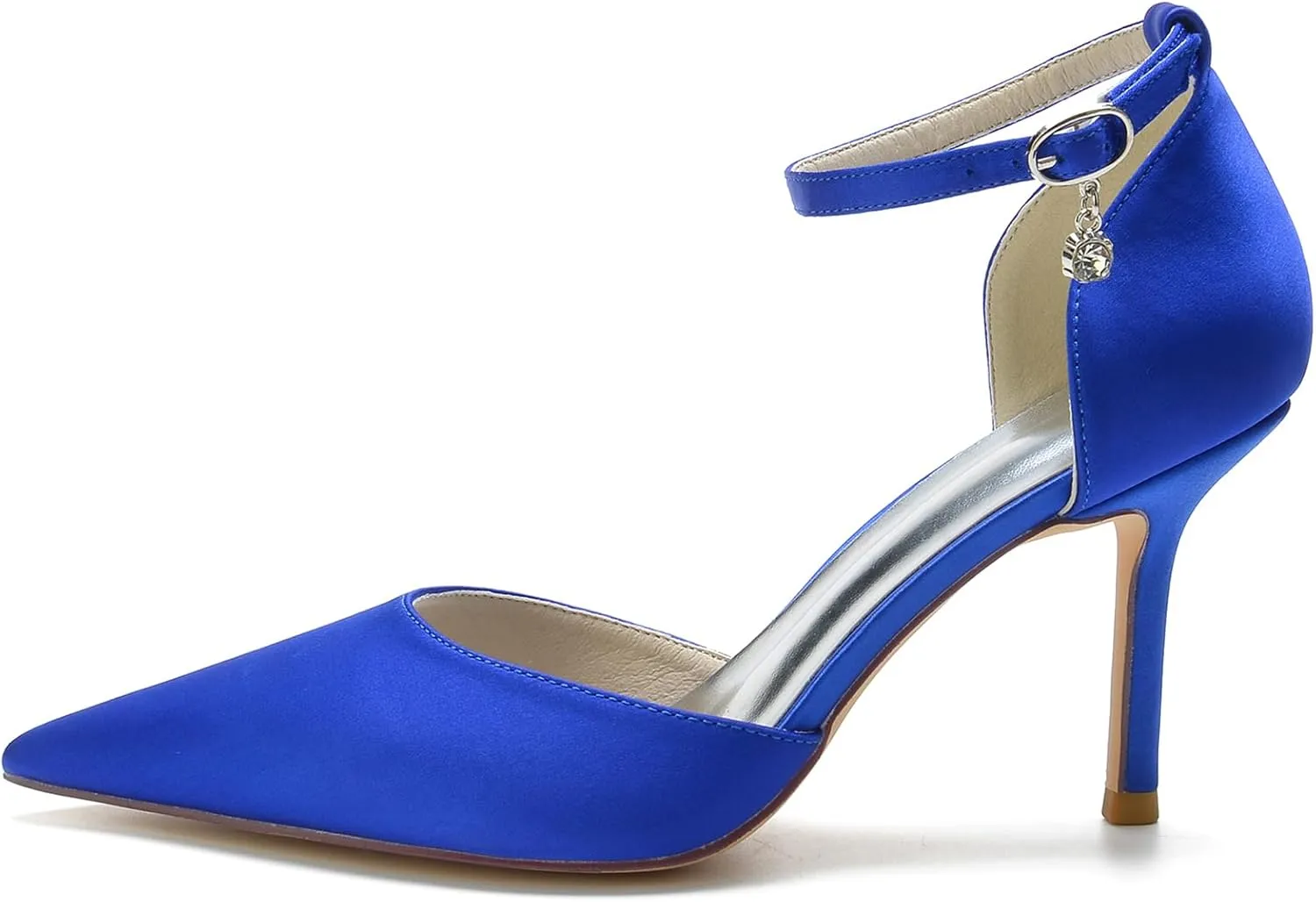 Women's Bride Shoes Stiletto High Heels Pointed Toe Sexy Dress Wedding Party Pumps Ankle Buckle Closed Toe Sandals