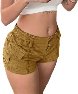 Womens Cargo Shorts Elastic Shorts Y2k E-Girl Slim Fit Cargo Shorts for Harajuku Streetwear