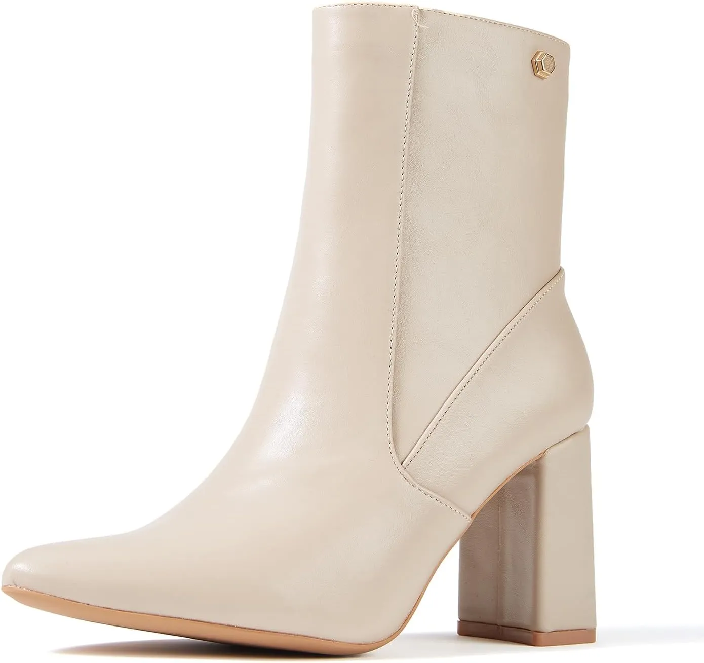 Women’s Chunky Block Heel Ankle Boots Pointed Toe, Side Zipper, Mid Calf, Comfortable & Versatile Short Booties