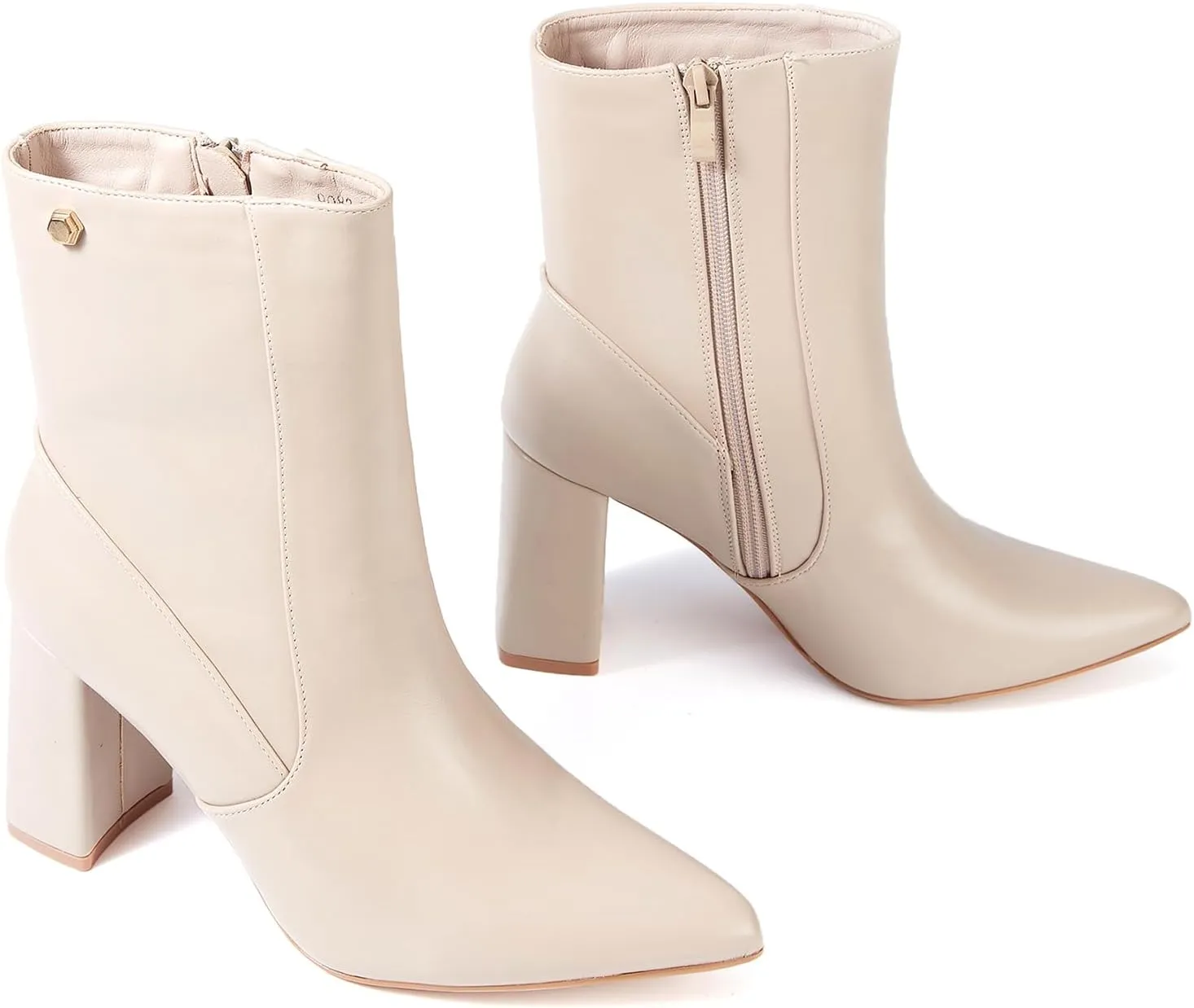 Women’s Chunky Block Heel Ankle Boots Pointed Toe, Side Zipper, Mid Calf, Comfortable & Versatile Short Booties