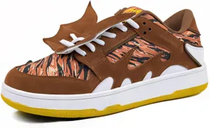 Women’s Chunky Platform Sneakers, Glitter Animal Print, Flame Wings, Bold Y2K Streetwear Shoes, Walk Loud Break Necks