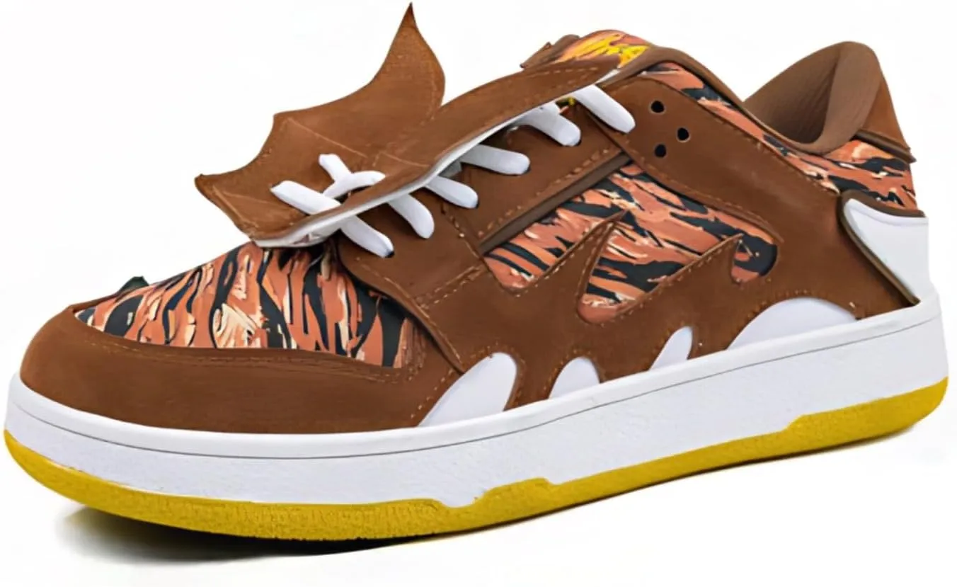 Women’s Chunky Platform Sneakers, Glitter Animal Print, Flame Wings, Bold Y2K Streetwear Shoes, Walk Loud Break Necks